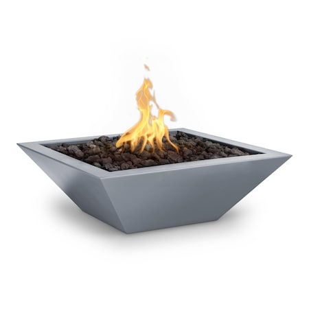 The Outdoor Plus 30 Square Maya Fire Bowl, Powder Coated Metal, Gray, Low Voltage Electronic Ignition, Natural Gas OPT-30SQPCFOE12V-GRY-NG